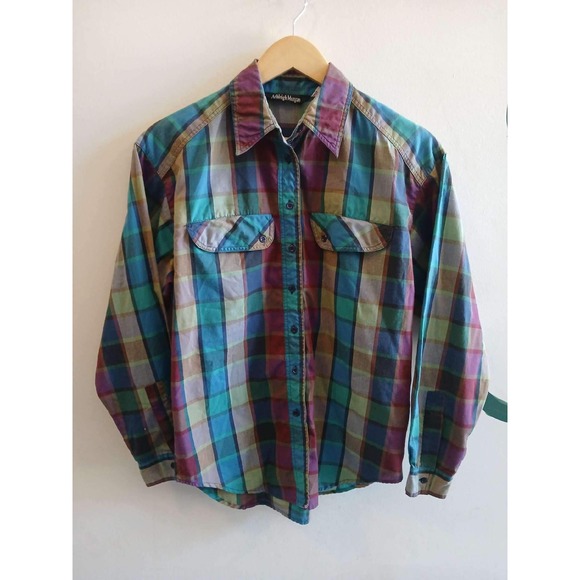 Ashleigh Morgan Tops - Ashleigh Morgan Womens Plaid Button Down Shirt Multi Color Long Sleeve Top